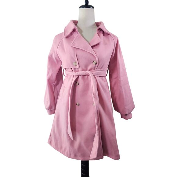 Grace Karin Pink Belted Wool-Blend Dress Coat | Girls Size 12Y | NWT - Picture 4 of 7